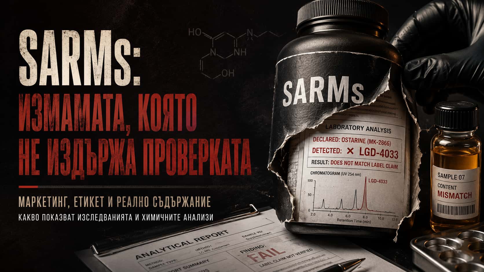 SARMs – маркетинг, етикет и реално съдържание според химичните анализи