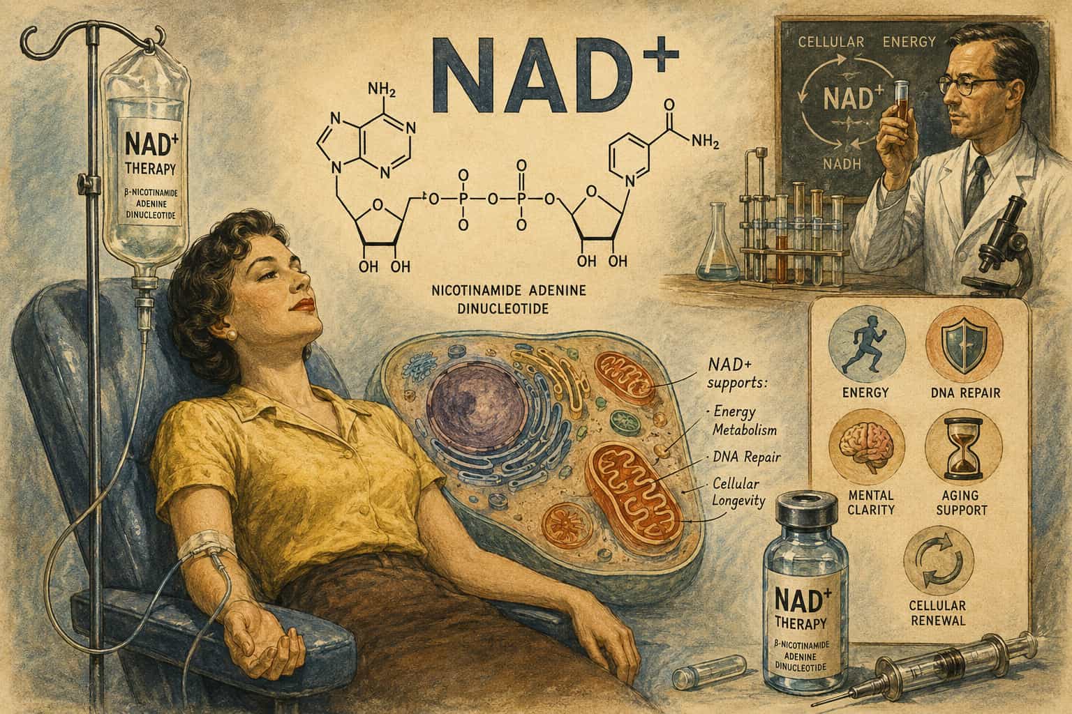 История на NAD+ – художествена интерпретация на ранните биохимични изследвания и развитието на NAD+ науката