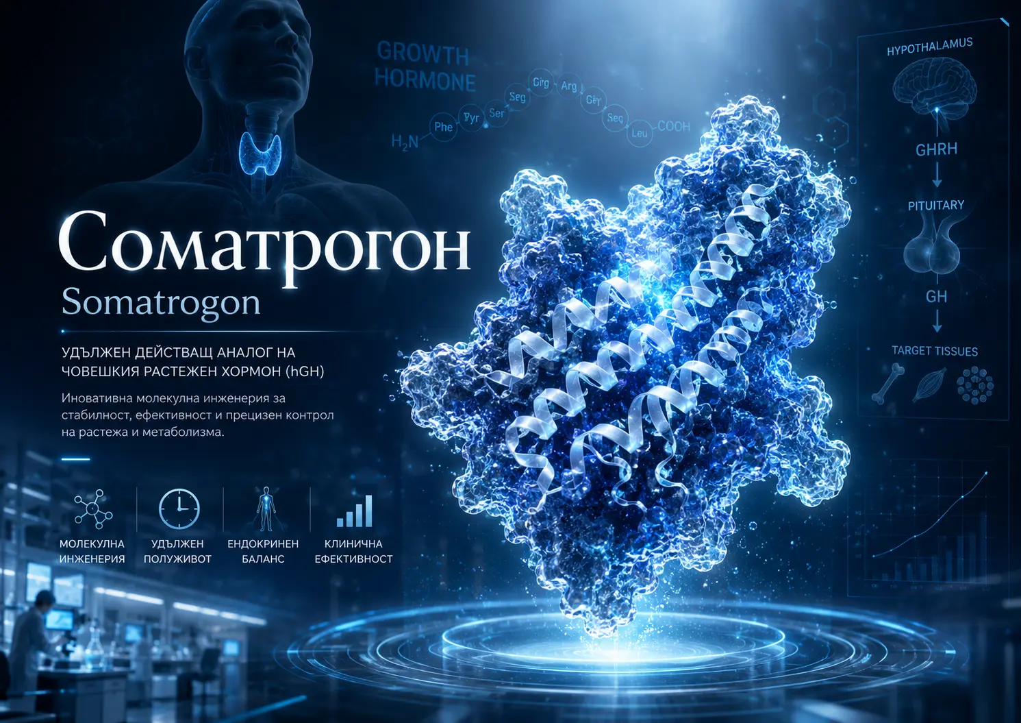 Соматрогон Ngenla – дългодействащ растежен хормон веднъж седмично, CTP технология, GH–IGF-1 ос и педиатричен GH дефицит