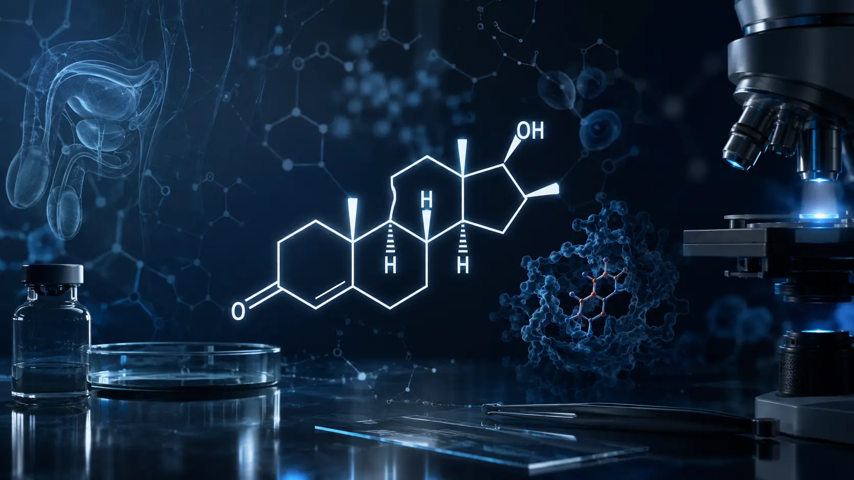 Stanozolol – химична структура, пиразолен пръстен и DHT произход Молекулна структура на Stanozolol – DHT производно, пиразолен пръстен и андрогенен рецептор
