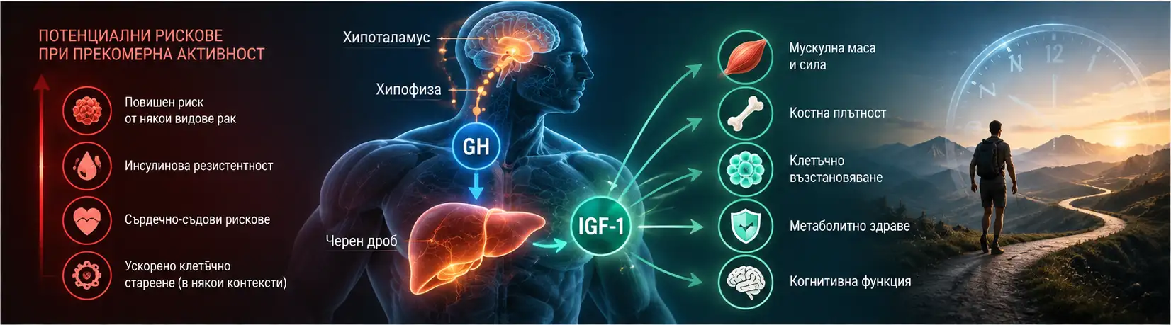 GH–IGF-1 и дълголетие – баланс между анаболизъм, клетъчен растеж и механизми на дълголетието
