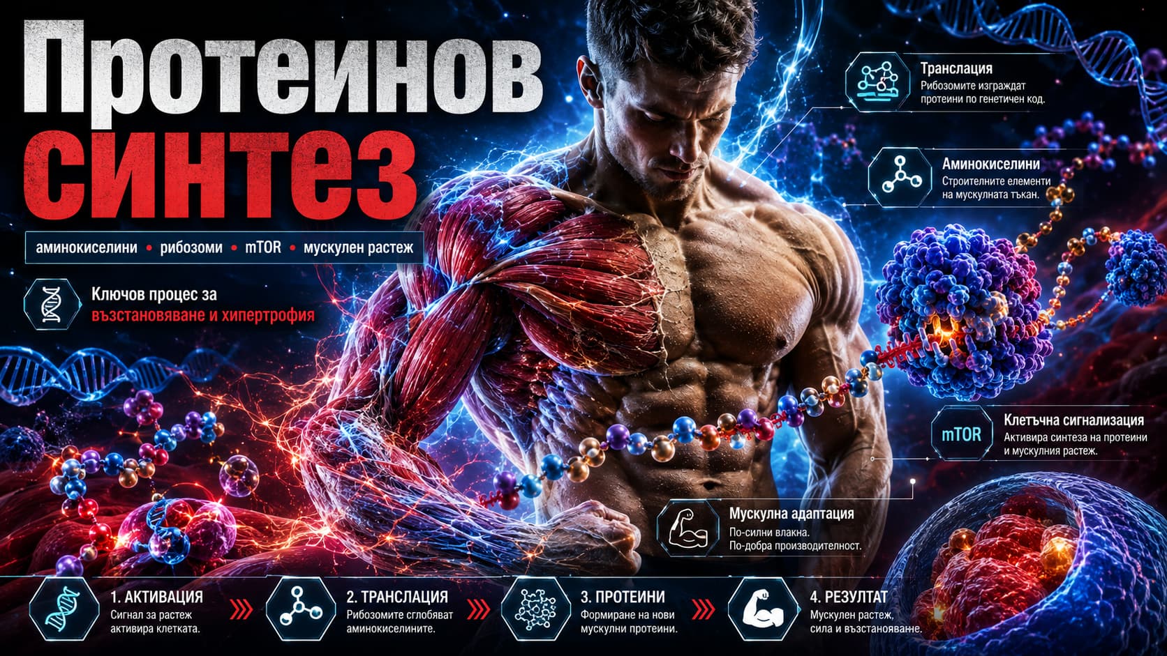Протеинов синтез – от аминокиселини и рибозоми до мускулни белтъци